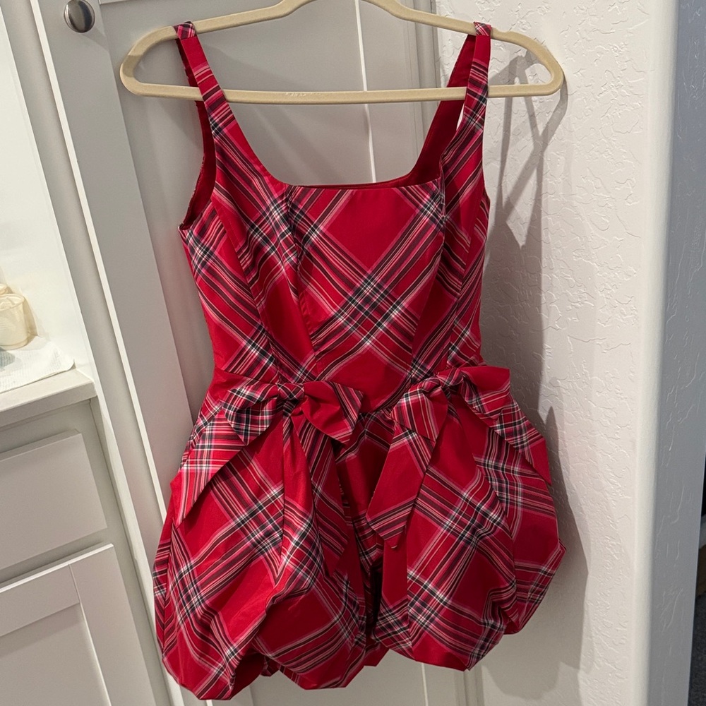 LoveShackFancy Red Plaid Bubble Dress